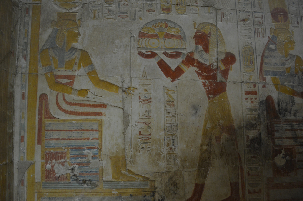 
Painting on the walls of Abydos temple, Egypt