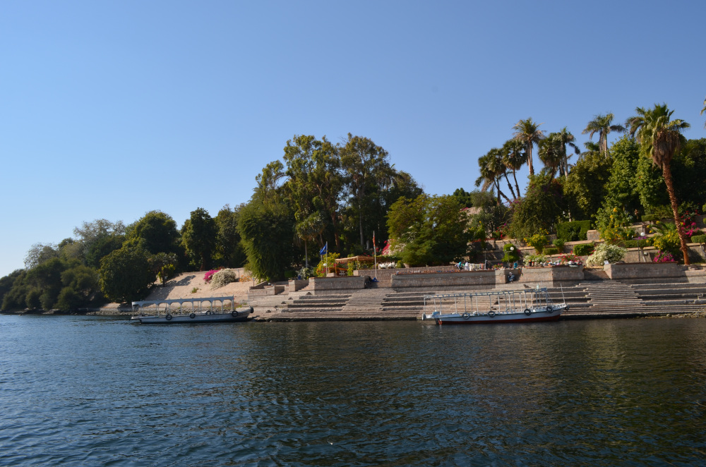 View over Botanical garden in Aswan from the Nile