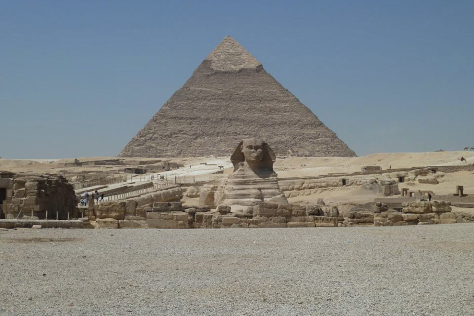 Sphinx at the bottom of Kefren pyramid