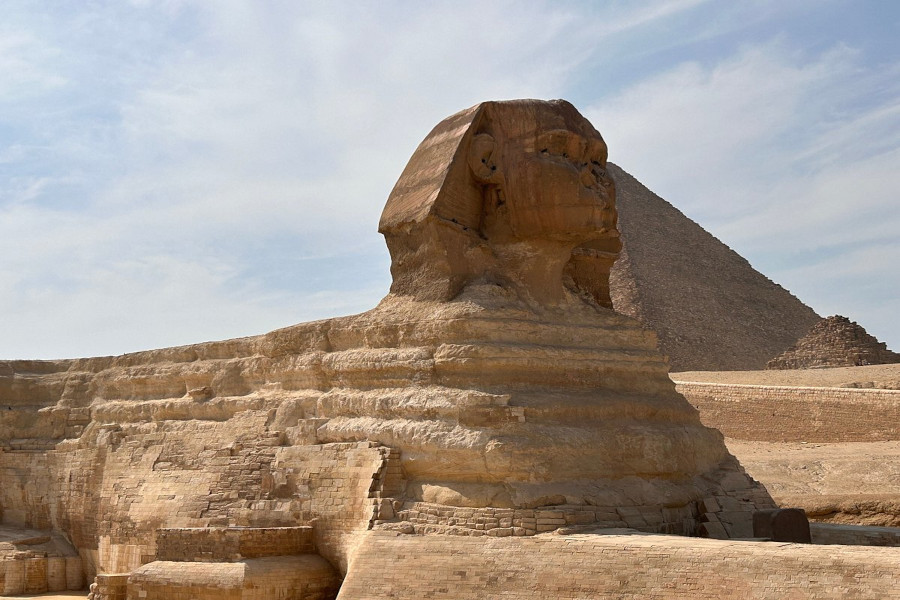 Sphinx at the bottom of the pyramids