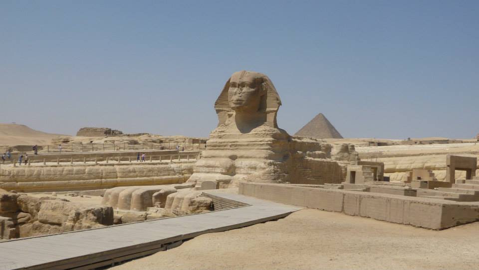 Sphinx at the bottom of the pyramids.