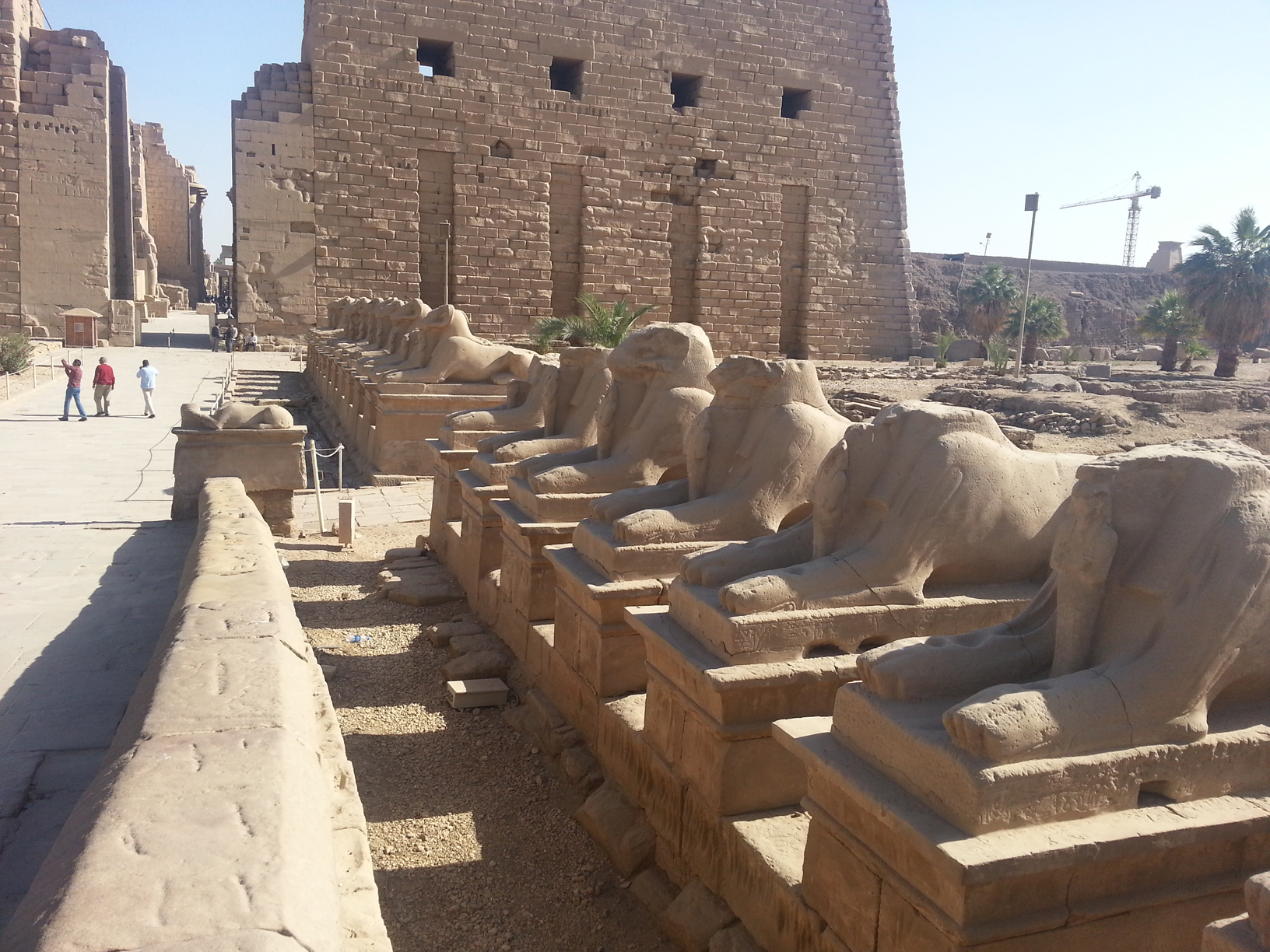 Allée des béliers dans le temple de Karnak 