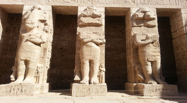 Medinet Habu temple overview.