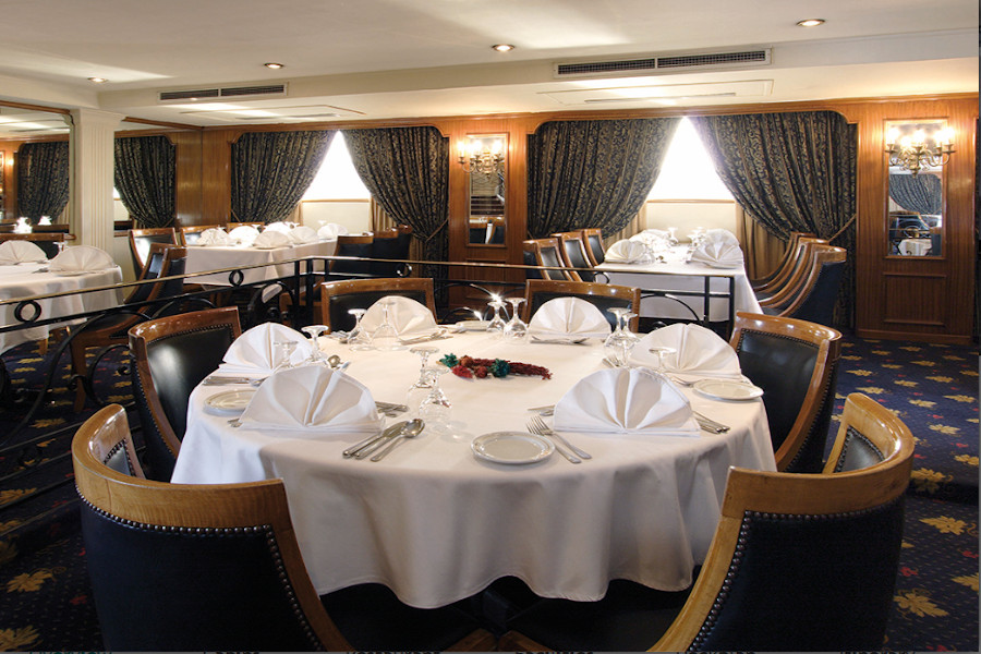 
Restaurant on the board of M/S Jaz Crown Prince 5* Deluxe Nile cruise boat