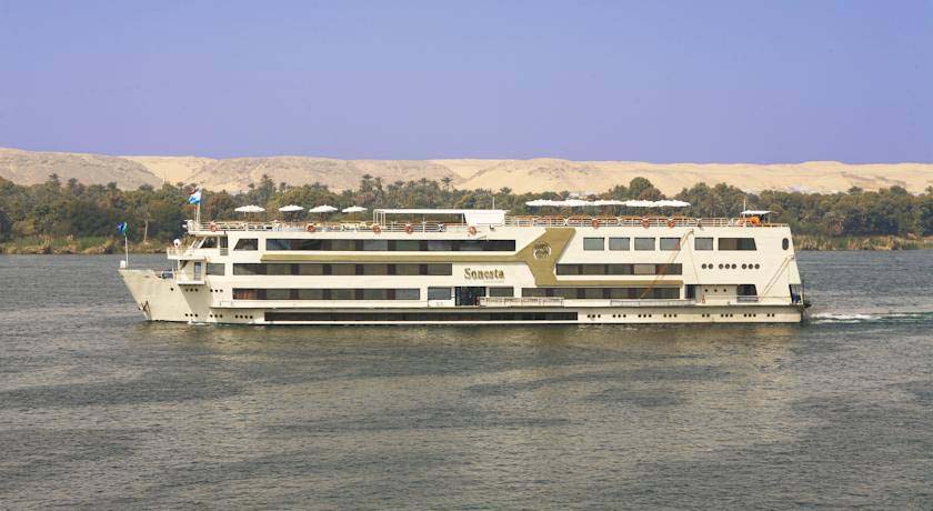 Floating Nile cruise ship cruising the Nile 