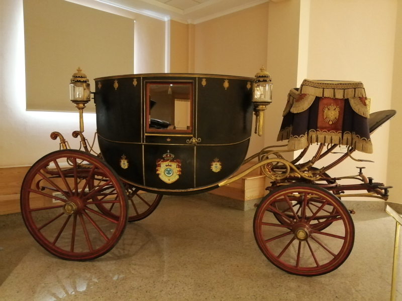 Royal carriage on display.