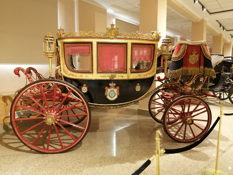 Royal carriage on display.